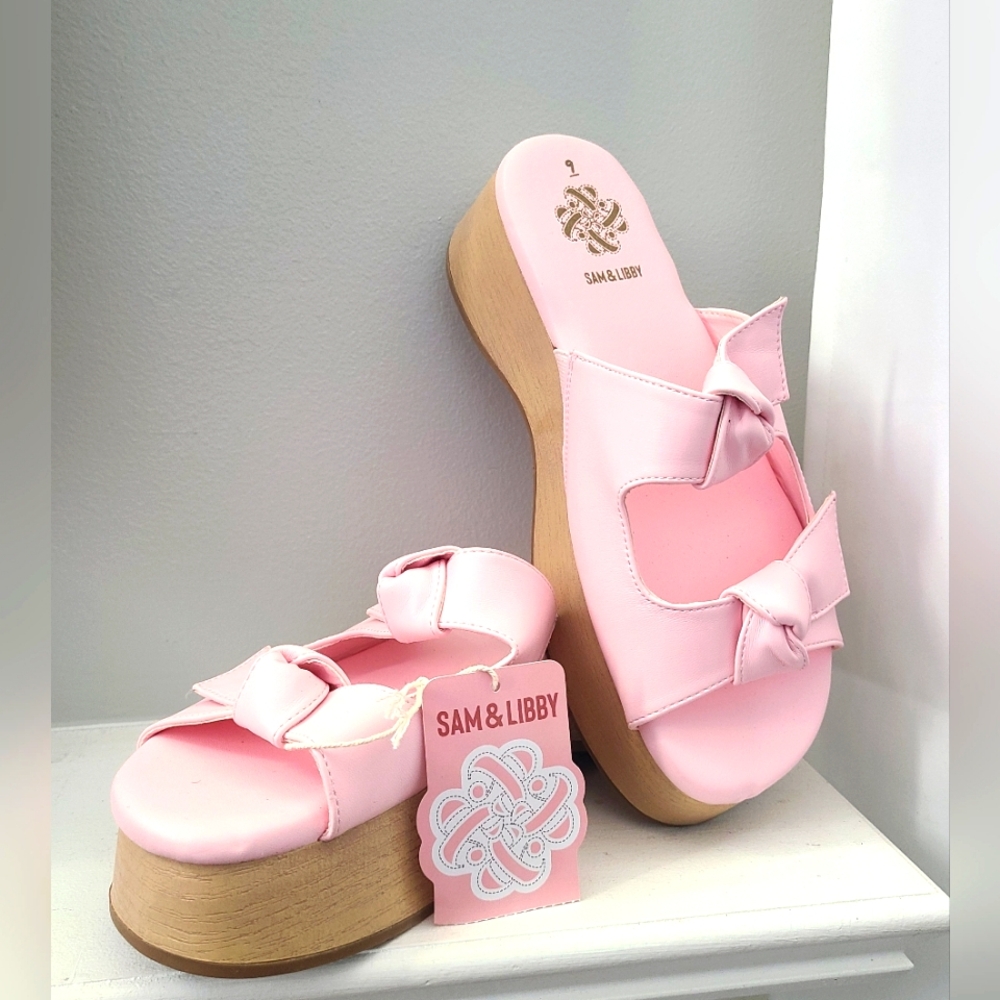 Sam & Libby Pink Platform Slide Sandals